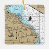 Sint-Ignace MI Nautical Chart Keramisch Ornament (Voorkant)