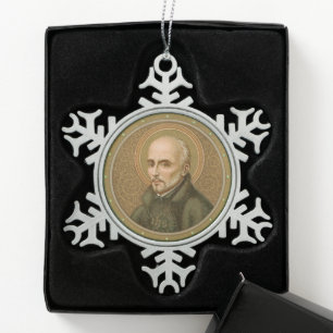 Sint-Ignatius Loyola (BK 050) Tin Sneeuwvlok Ornament