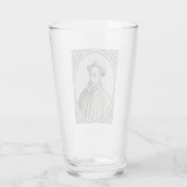 Sint-Ignatius van Loyola Gravure Antieke Kunst Glas (Achterkant)
