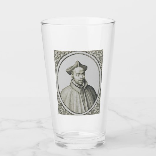 Sint-Ignatius van Loyola Gravure Antieke Kunst Glas (Voorkant)