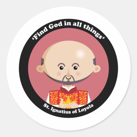 Sint-Ignatius van Loyola Ronde Sticker (Voorkant)