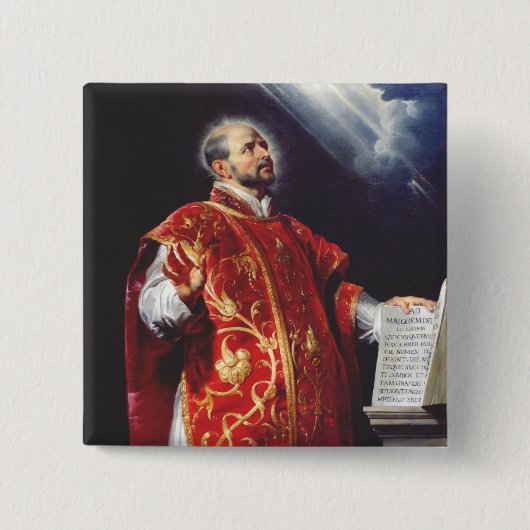 Sint-Ignatius van Loyola Vierkante Button 5,1 Cm (Voorkant)
