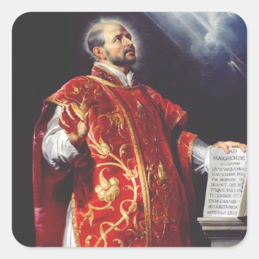 Sint-Ignatius van Loyola Vierkante Sticker (Voorkant)