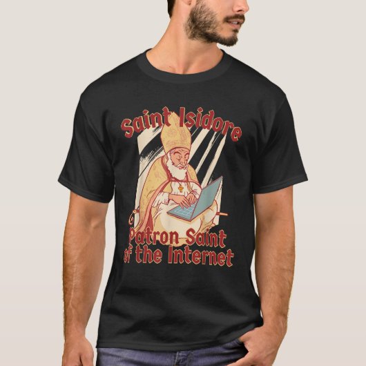 Sint-Isidorus van Sevilla Sint-Katholieke Computer T-shirt (Voorkant)
