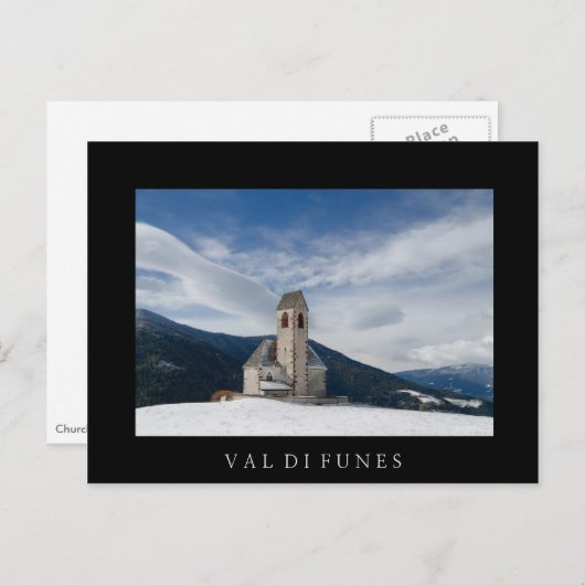 Sint-Jakob-kerk in het zwarte briefkaart Val di Fu (Voorkant / Achterkant)
