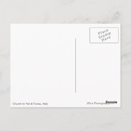 Sint-Jakob-kerk in het zwarte briefkaart Val di Fu (Achterkant)