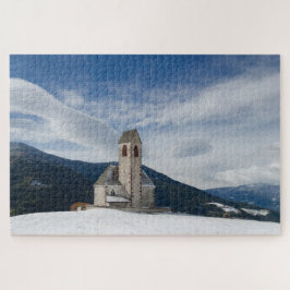 Sint-Jakob-kerk in Villnöss in de winter Legpuzzel