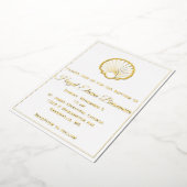 Sint-Jakobsschelp Folie Uitnodiging Met Rand (Gedraaid)