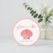 Sint-jakobsschelp Strand Bruiloft | roze Kaart (Staand voorkant)