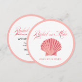 Sint-jakobsschelp Strand Bruiloft | roze Kaart (Voorkant / Achterkant)