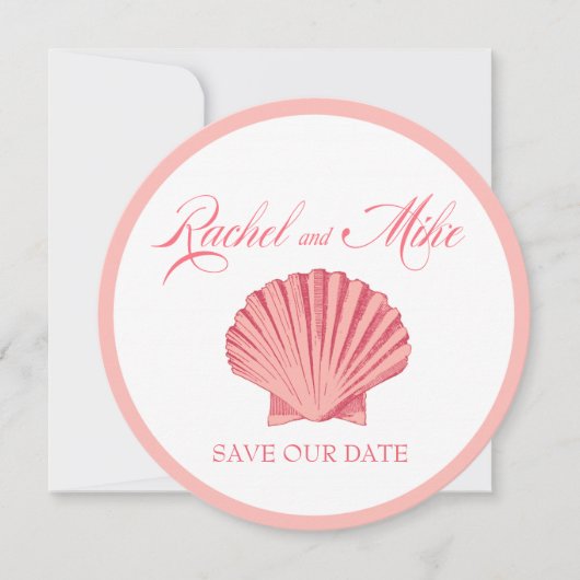 Sint-jakobsschelp Strand Bruiloft | roze Kaart (Voorkant)