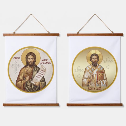 Sint Jan de Doper Orthodoxe icoon Hangend Wandkleed (Dubbel)