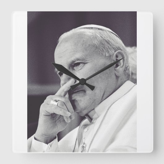 Sint Jan Paulus II De Grote Communicator Schone Ku Vierkante Klok (Voorkant)