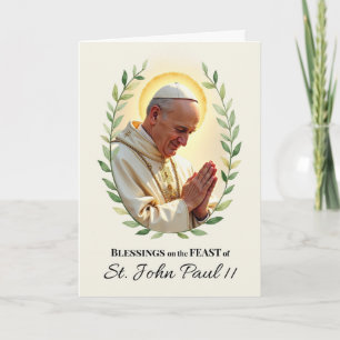 Sint-Jan-Paulus-II Feestdag Zegeningen Bladerkrans Kaart