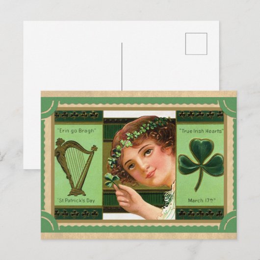 sint-jansdag Shamrock Erin Go Bragh Briefkaart (Voorkant / Achterkant)