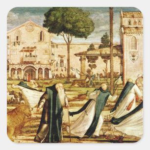 Sint-Jerome en leeuw in het klooster, 1501-09 Vierkante Sticker