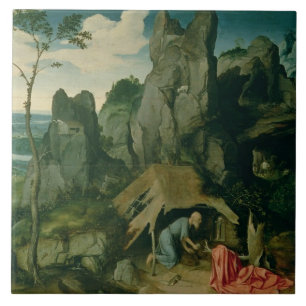Sint-Jerome in de woestijn (olie op het paneel) (z Tegeltje