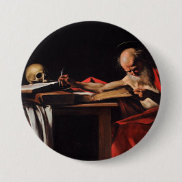 Sint-Jerome schrijvend (door Caravaggio) Ronde Button 7,6 Cm