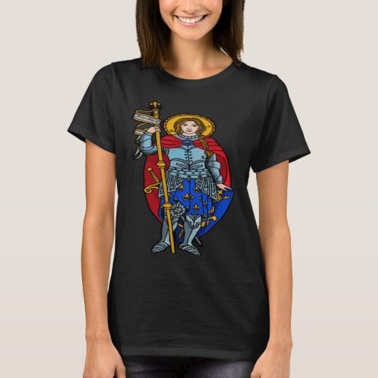 Sint Joan van Arc ben niet bang dat ik geboren wer T-shirt (Voorkant)