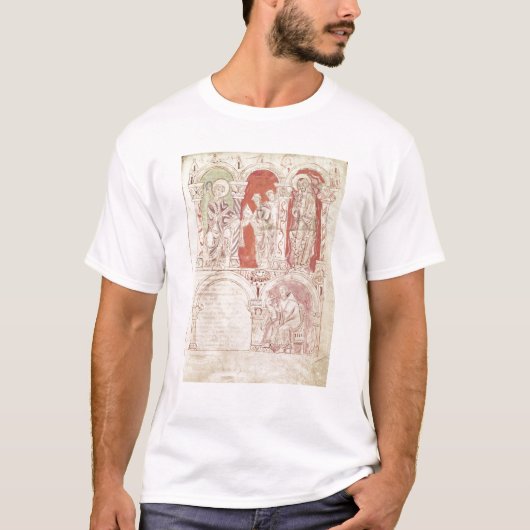 Sint-John Cassian schrijven en monniken aanbieden T-shirt (Voorkant)