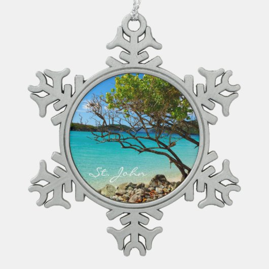 Sint-John Cinnamon Bay Pewter Snowflake Ornament (Voorkant)