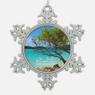 Sint-John Cinnamon Bay Pewter Snowflake Ornament
