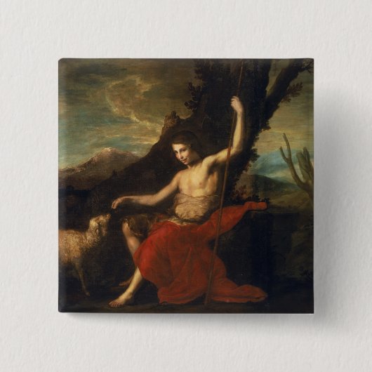 Sint John de Baptist in de Wilde Vierkante Button 5,1 Cm (Voorkant)