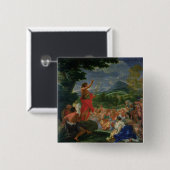 Sint-John de Baptist Preaching, geschilderd voor 1 Vierkante Button 5,1 Cm (Voorkant /achterkant)