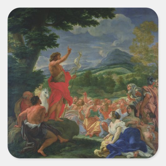 Sint-John de Baptist Preaching, geschilderd voor 1 Vierkante Sticker (Voorkant)
