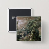 Sint-John de Baptist Preaching (olie op doek) Vierkante Button 5,1 Cm (Voorkant /achterkant)