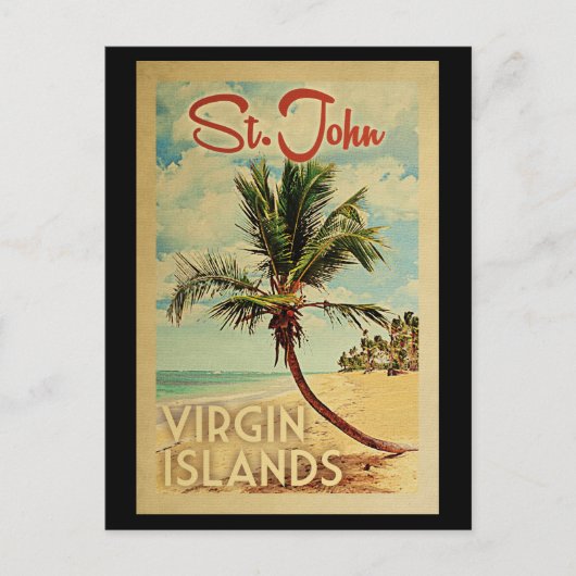 Sint-John Palm Tree Vintage Travel Briefkaart (Voorkant)