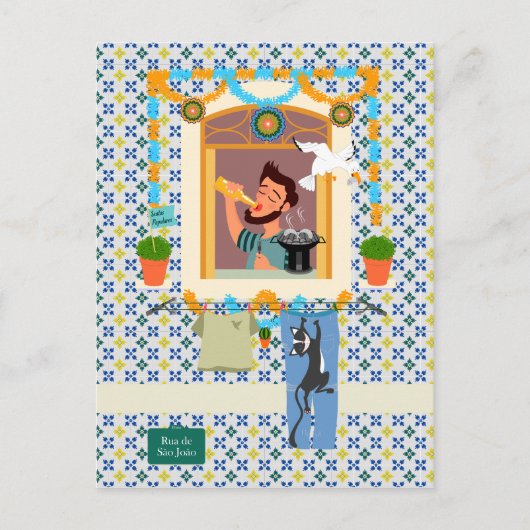 Sint John Portugees Festa Buurman Briefkaart (Voorkant)