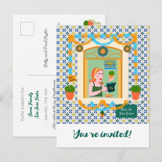 Sint John Portugees Festa Buurman Uitnodiging Briefkaart (Voorkant / Achterkant)