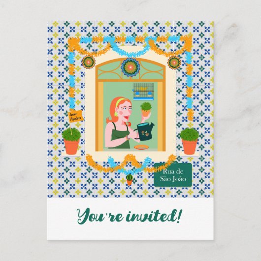 Sint John Portugees Festa Buurman Uitnodiging Briefkaart (Voorkant)