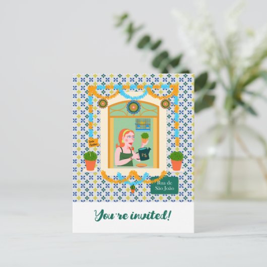 Sint John Portugees Festa Buurman Uitnodiging Briefkaart (Staand voorkant)