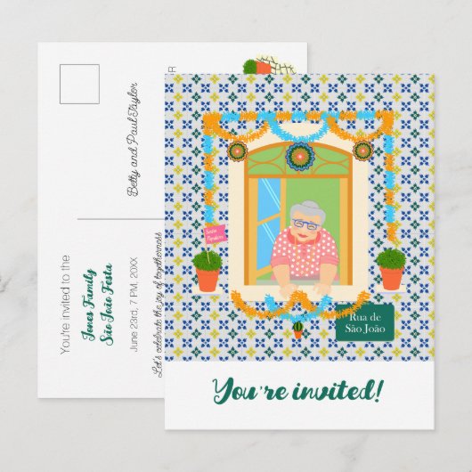 Sint John Portugees Festa Buurman Uitnodiging Briefkaart (Voorkant / Achterkant)