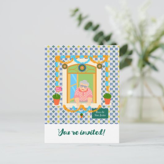 Sint John Portugees Festa Buurman Uitnodiging Briefkaart (Staand voorkant)