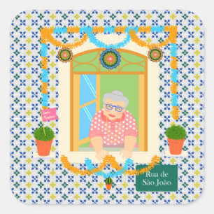 Sint John Portugees Festa Buurman Vierkante Sticker