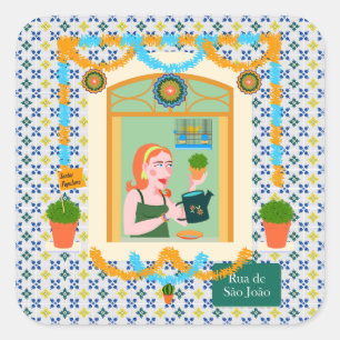 Sint John Portugees Festa Buurman Vierkante Sticker