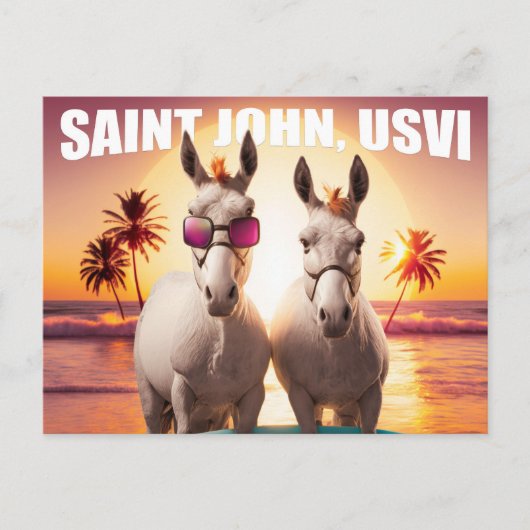 Sint-John USVI Donkeys op strand. Briefkaart (Voorkant)