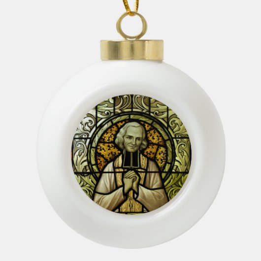 Sint-John Vianney kerstversiering Keramische Bal Ornament (Voorkant)