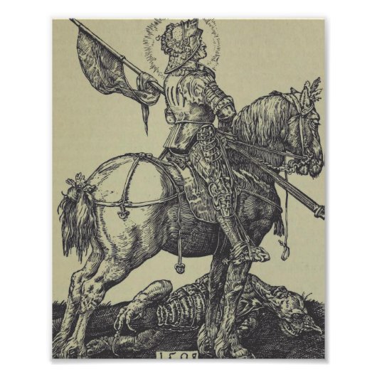 Sint-Joris die de draak doodt Foto Afdruk (Voorkant)
