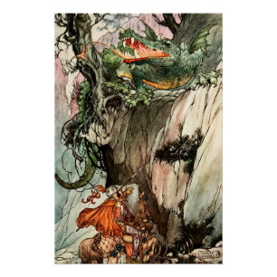 Sint Joris en de Draak door Charles Folkard Perfect Poster