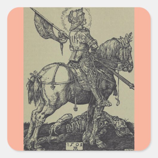 Sint Joris en de Draak Groot Martelaar Vierkante Sticker (Voorkant)