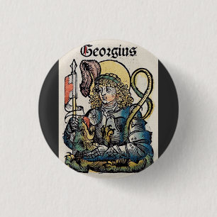 Sint Joris en de Draak Grote Martelaar Ronde Button 3,2 Cm