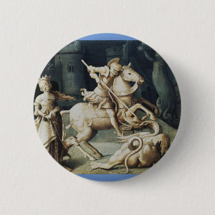 Sint Joris en de Draak Grote Martelaar Ronde Button 5,7 Cm