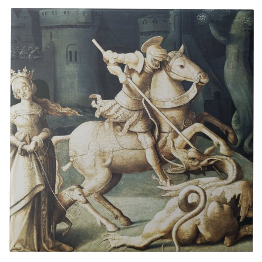 Sint Joris en de Draak Grote Martelaar Tegeltje (Voorkant)