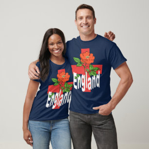 Sint-Joris-kruis met Tudor-roos en Engeland-tekst T-shirt
