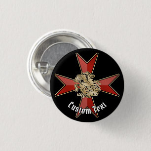 Sint-Joris over Maltezer kruis Ronde Button 3,2 Cm