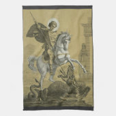Sint Joris – Premium "Sunburst Gold" Art Theedoek (Verticaal)